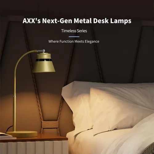 Vista 2 de AXX Lámpara de escritorio dorada, luz de mesa de 24 pulgadas para oficina en casa, dormitorio, dormitorio universitario, bombilla LED incluida, 1000