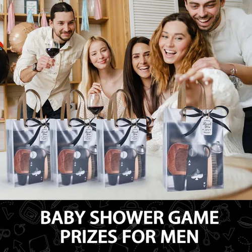Vista 6 de Juego de 74 premios para baby shower para hombres, 6 juegos con frasco de cadera de acero inoxidable con embudo y abridor de botellas, kit