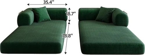 Vista 6 de Sofá cama modular, sofá cama convertible con respaldo de almohada y apoyabrazos de apoyabrazos, sofá de nube deshuesada para sala de estar y Verde