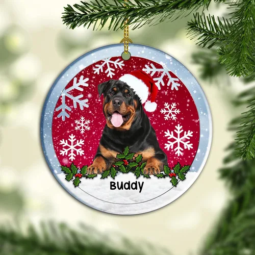 Vista 5 de Rottweiler - Adorno de Navidad personalizado para perro 2022, decoraciones colgantes de Navidad, adorno personalizado de Rottweiler, adorno