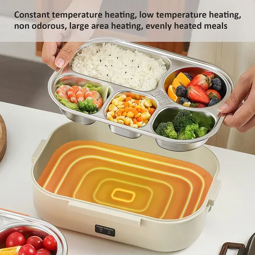 Vista 5 de Fiambrera eléctrica para coche/camión/hogar, calentador de alimentos portátil, lonchera eléctrica para hombre, calentador de caja de almuerzo