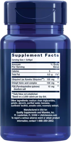 Vista 2 de Life Extension Super Ubiquinol CoQ10 con PQQ, coenzima Q10, pirroloquinolina quinona, suplemento de salud cardíaca, absorción máxima, 100 mg, sin
