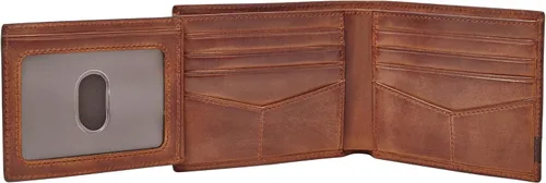 Vista 27 de Fossil Billetera plegable de cuero para hombre con ventana de identificación abatible para hombres