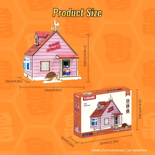 Vista 7 de puremind Dragon Ball Z Kame House - Kit de rompecabezas de madera 3D anime seaside house model, Master Roshi and Turtle standees, nostalgic