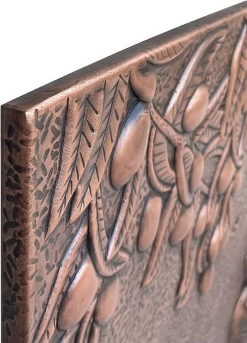 Vista 4 de CT Copper Tailor Protector contra salpicaduras de cobre para cocina, mural de azulejos de cobre martillado a mano, arte decorativo de pared de metal