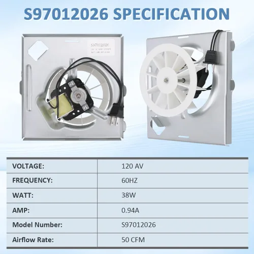 Vista 4 de WKZO 696N-R02 B Unidad y rejilla de reemplazo 97011723 para Br-oan Nu-tone BP46 688 689, montaje del motor de ventilador de baño S97012026