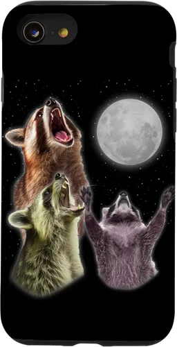 Vista 18 de Funda para iPhone 16 3 mapache luna aullando divertido mapache animal amante zoólogo