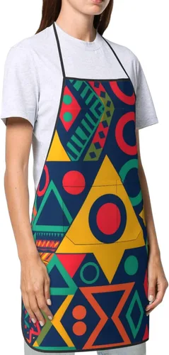 Vista 4 de Geometric patterns Chef Apron for Men and Women - Waterproof Kitchen Chef Apron with Pockets, Perfect for Cooking, Salon & More