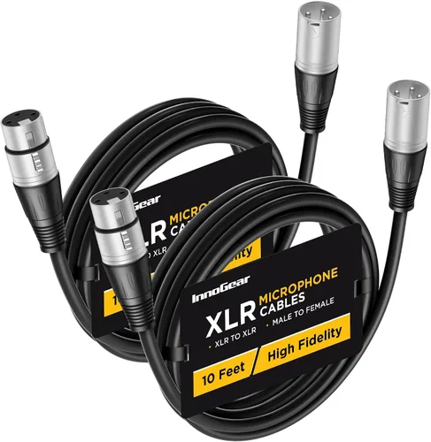 Vista 13 de InnoGear XLR - Cables de micrófono, 3 pies, paquete de 2 cables de cobre sin oxígeno macho a hembra de 3 pines, cable de micrófono XLR equilibrado