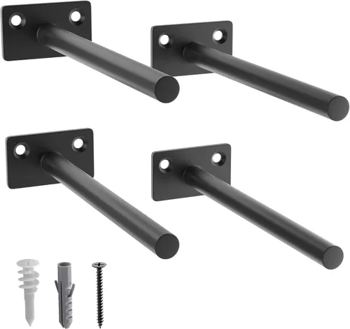 Vista 39 de 12-Pack 10 inch Floating Shelf Brackets, Hidden Shelf Bracket for Wood Negro-paquete de 12