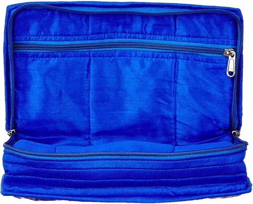 Vista 2 de Kuber Industries Organizador de joyas de algodón, color azul