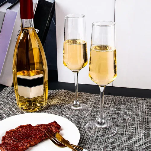 Vista 5 de Juego de 12 copas de champán de cristal, copas de champán clásicas de 7.5 onzas, copas de vino espumosas, elegantes flautas para degustación