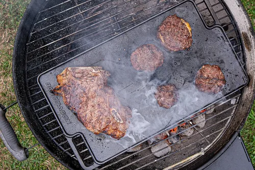 Vista 5 de BBQ Dragon Resistente - Hierro fundido de doble cara - Sartén reversible para parrilla