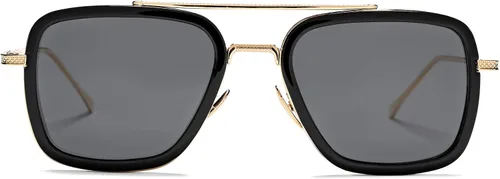 Vista 3 de DeBuff Tony Stark Gafas de sol de marco de metal cuadrado polarizadas UV400