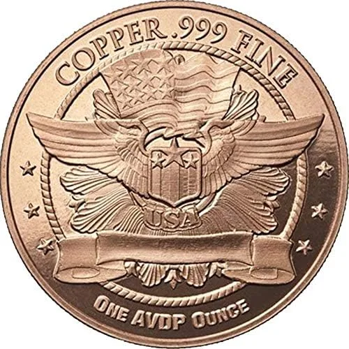 Vista 3 de Moneda redonda/desafío de cobre puro .999 de 1 oz (diseño de cabeza india de níquel búfalo)