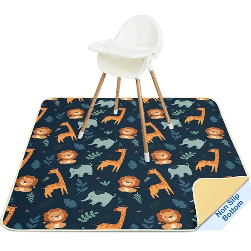 Vista 24 de Basumee Tapete de salpicaduras para silla de bebé, impermeable, tapete de juego para debajo de la silla alta, tapete para atrapar alimentos
