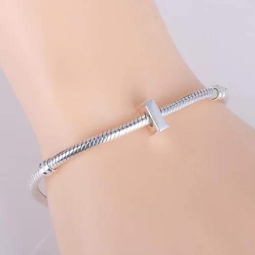 Vista 5 de ABUN Abalorio de plata de ley 925 con letra inicial de la A a la Z se adapta a pulseras collar Plata esterlina