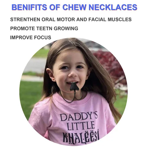 Vista 6 de 5 collares sensoriales masticables para niños sensoriales, collar de diente de tiburón, tratamiento de mordida de uñas para niños y adultos, YQZIYOU