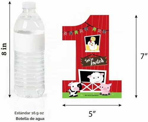 Vista 5 de Tarjetas de invitación de relleno con forma de animales de granja