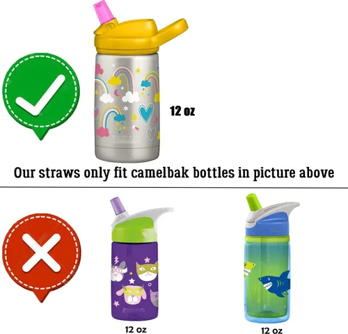 Vista 2 de 4 popotes de repuesto para botellas CamelBak Eddyy+ de acero inoxidable de 14 onzas, popotes de plástico duro y grueso de 4.17 pulgadas, incluye