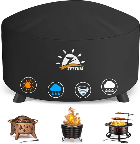 Vista 10 de Zettum Cubierta para Fogata Cuadrada de 28 Pulgadas - Cubierta para Fogata al Aire Libre Resistente e Impermeable, Cubierta para Mesa de Fuego