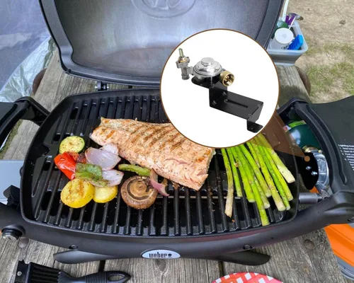 Vista 6 de Outspark 80477 Regulador de válvula de parrilla de gas para parrilla de gas Weber Q100 Q120, piezas de repuesto de regulador de parrilla para Weber