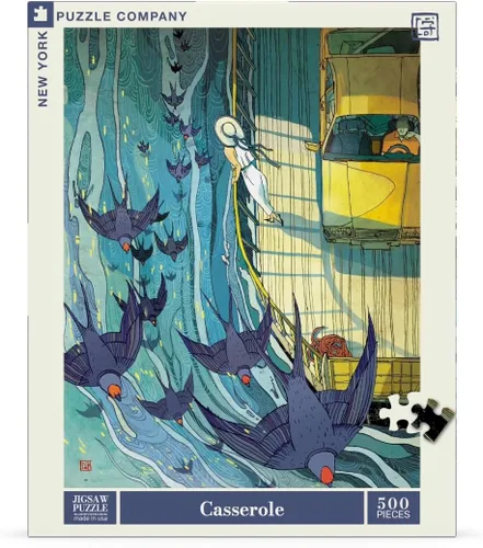 Vista 3 de New York Puzzle Company - Victo Ngai Cazuela - Rompecabezas de 500 piezas para noches de juego familiares por Victo Ngai