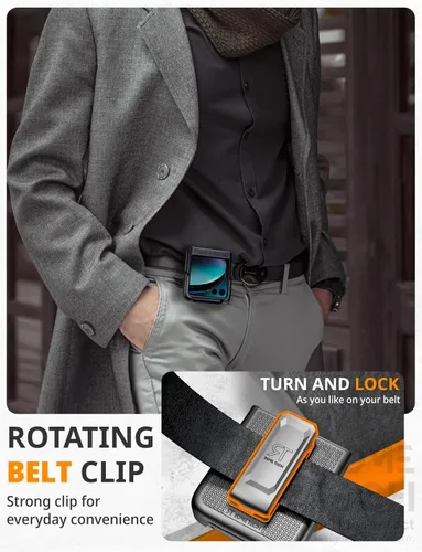 Vista 4 de Funda diseñada para Motorola Razr+ (2023) con funda de clip para cinturón, funda con función atril, color negro (Dotos)