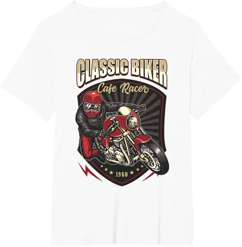 Vista 81 de Camiseta de motocicleta clásica Biker Cafe Racer para hombre, Negro, S
