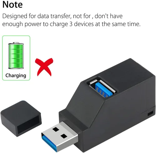 Vista 3 de Concentrador USB, mini USB 3.0 USB 2.0 HUB 3 puertos (2 USB 2.0 zUSB 3.0) adaptador de distribución para PC, portátil, MacBook, notebook