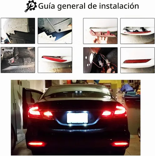 Vista 6 de iJDMTOY Lentes rojas 60-SMD LED Reflector de parachoques compatibles con Honda Civic Sedan 2013-2015, funciona como faros antiniebla traseros