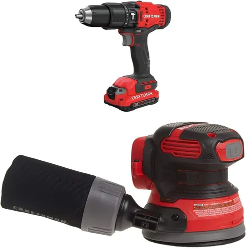 Vista 2 de CRAFTSMAN V20 Kit de taladro de martillo inalámbrico con juego de brocas, óxido de oro, 14 piezas (CMCD711C2 y CM2214)