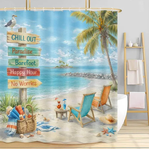 Vista 7 de NYMB Divertida cortina de ducha de gato para baño de niños, genial gato montando ballena, tiburón en olas del océano, cortinas de ducha de tela