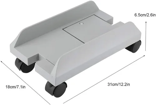 Vista 6 de Soporte de CPU para PC Caja de computadora Soporte de torre Soporte de almacenamiento de mainframe con freno con 4 ruedas giratorias (gris)