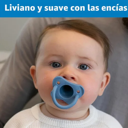 Vista 3 de Dr. Brown's HappyPaci - Chupón de silicona, azul y blanco, 0.0-19.7 ft, paquete de 4