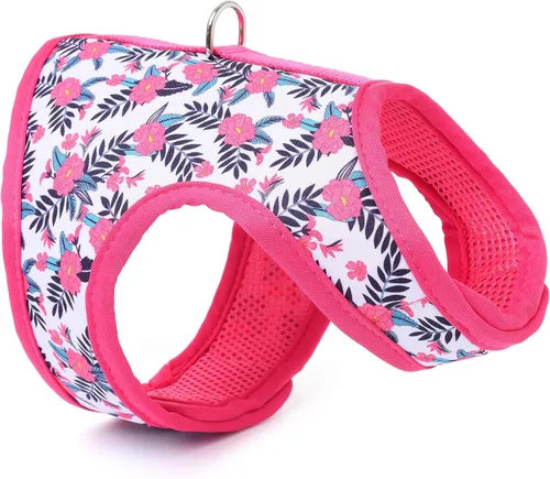 Vista 18 de Mile High Life Arnés para perro, chaleco floral de malla de aire para perros y gatos pequeños de 20 libras, fácil de poner, cierre fácil ajustable