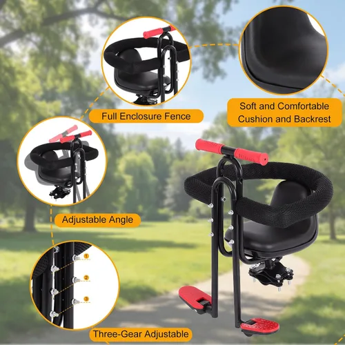 Vista 3 de Asiento de bicicleta para niños, asiento delantero, asiento para niños, asiento deportivo para bicicleta para adultos, asiento delantero