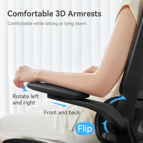 Vista 7 de M59AS Silla ergonómica de oficina, respaldo doble, soporte lumbar Negro