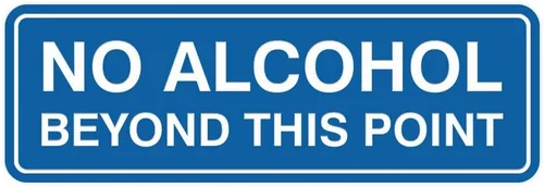 Vista 9 de Letrero estándar con texto en inglés "No Alcohol Beyond This Point", color negro, pequeño, 1 paquete
