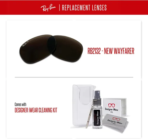 Vista 3 de NEW RB2132 New Wayfarer Polarized Replacement Lenses For Men For Women+ BUNDLE with Designer iWear Care Kit