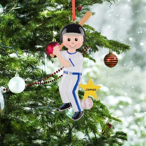 Vista 2 de Adorno de béisbol personalizado para niño, adorno de Navidad de béisbol, decoración de béisbol personalizada para jugador de béisbol masculino