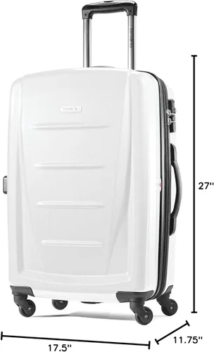 Vista 8 de Samsonite Winfield 2 Equipaje rígido con ruedas giratorias, Cepillado blanco, A cuadros - mediano - 24 pulgadas
