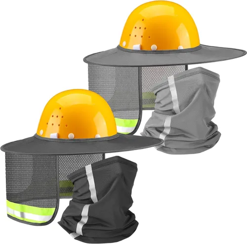 Vista 9 de SATINIOR 4 unidades de sombrero duro para sombrero de alta visibilidad, visera de sol y polaina para el cuello, bandana con tira reflectante, Negro