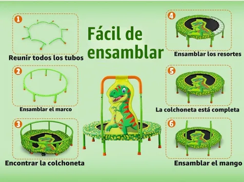Vista 7 de Mini Trampolín Sin Espacios de 36" Trampolín para Niños Pequeños con Mango para Niños, Trampolín Pequeño para Niños de 36 pulgadas