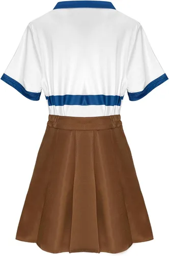 Vista 4 de SPORTBANG Disfraz de anime Nami Cosplay 2023 película marinero vestido para niñas Halloween camisa a rayas falda traje