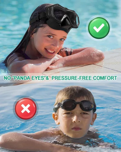 Vista 6 de WSTOO Kids Swim Goggles with Nose Cover to Prevent Water Inhaling, Anti-Fog Leak-Proof Swimming Mask for Boys Girls Age 5-12