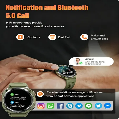 Vista 2 de Diyeeni K56 pro - Relojes inteligentes para exteriores para hombres, reloj de fitness HD de 1.39 pulgadas, monitor de sueño de frecuencia cardíaca