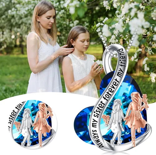 Vista 48 de Collar de plata de ley para hermanas, joyas de cumpleaños para hermanas y amigas