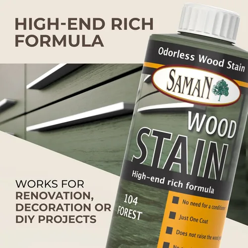 Vista 2 de SamaN Tinte para Madera Interior a Base de Agua - Tinte Natural para Muebles, Molduras, Paneles de Madera, Gabinetes (Forest TEW-104-12, 12 oz)