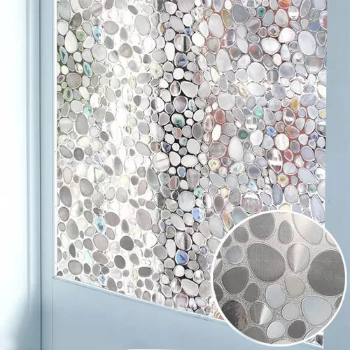 Vista 2 de Película decorativa de privacidad para ventana, no adhesiva, reutilizable, control de calor, bloqueo de luz UV, cubiertas de vinilo para ventanas